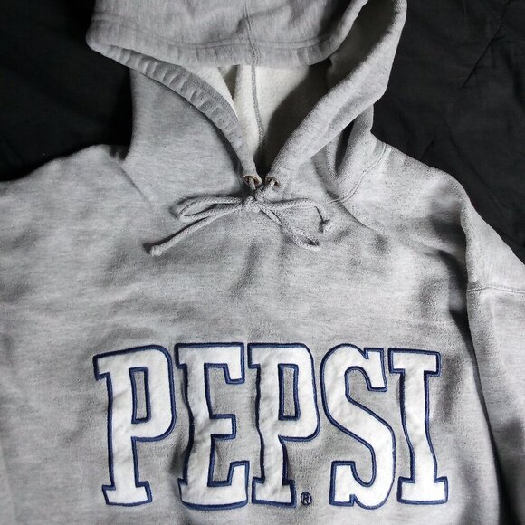 Vintage Pepsi Spell Out Embroidered Hoodie Sweatshirt